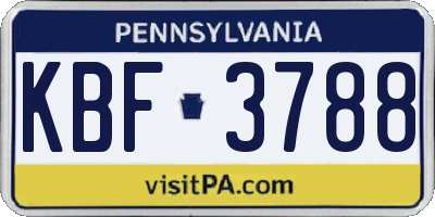 PA license plate KBF3788