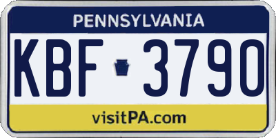 PA license plate KBF3790