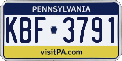 PA license plate KBF3791