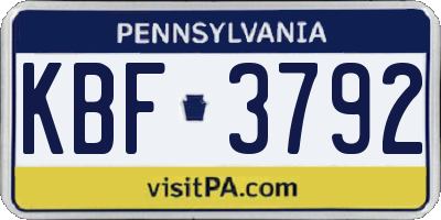 PA license plate KBF3792