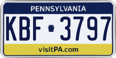 PA license plate KBF3797