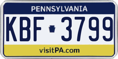 PA license plate KBF3799
