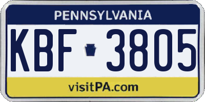 PA license plate KBF3805