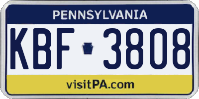 PA license plate KBF3808