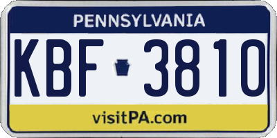 PA license plate KBF3810