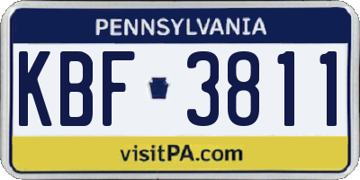 PA license plate KBF3811