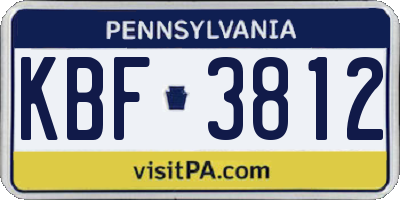 PA license plate KBF3812