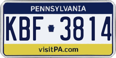 PA license plate KBF3814
