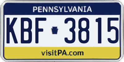 PA license plate KBF3815