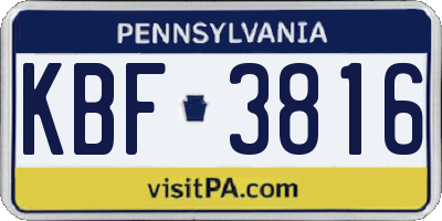 PA license plate KBF3816