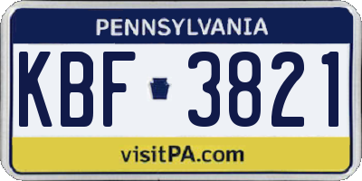 PA license plate KBF3821