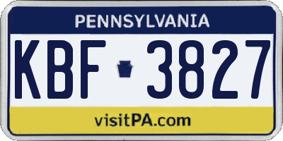 PA license plate KBF3827