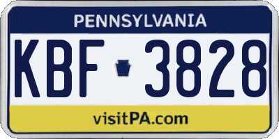 PA license plate KBF3828