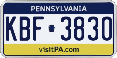 PA license plate KBF3830