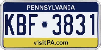 PA license plate KBF3831