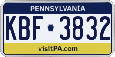 PA license plate KBF3832