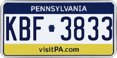 PA license plate KBF3833