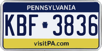 PA license plate KBF3836