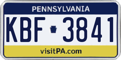 PA license plate KBF3841