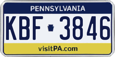 PA license plate KBF3846