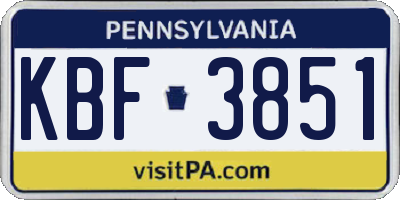 PA license plate KBF3851
