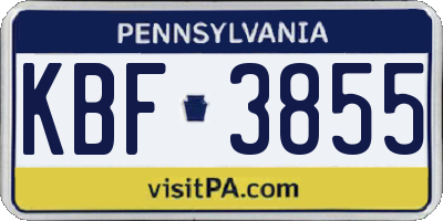 PA license plate KBF3855