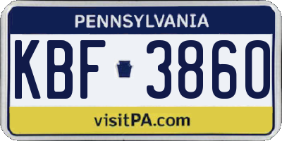 PA license plate KBF3860