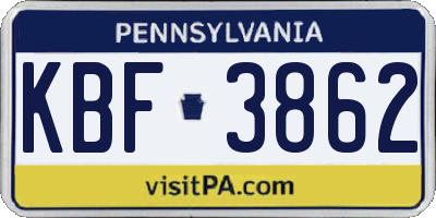 PA license plate KBF3862