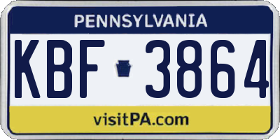 PA license plate KBF3864