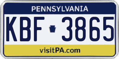 PA license plate KBF3865