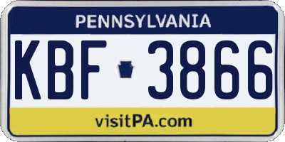 PA license plate KBF3866