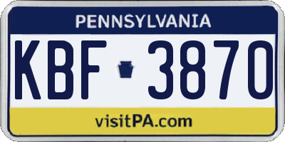 PA license plate KBF3870