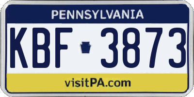 PA license plate KBF3873