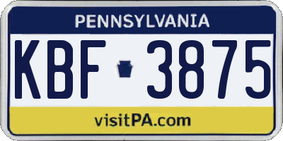 PA license plate KBF3875