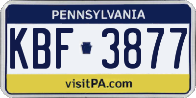 PA license plate KBF3877