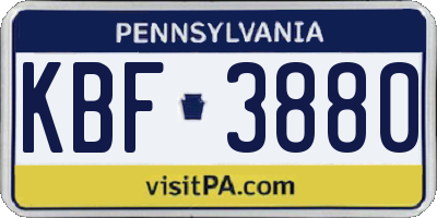 PA license plate KBF3880