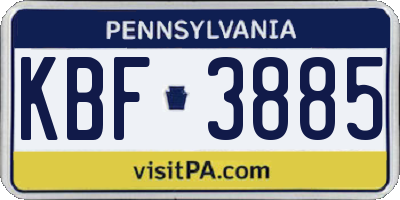 PA license plate KBF3885