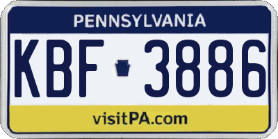 PA license plate KBF3886