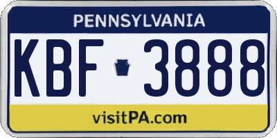 PA license plate KBF3888