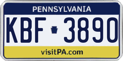 PA license plate KBF3890