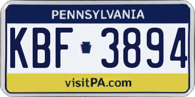 PA license plate KBF3894
