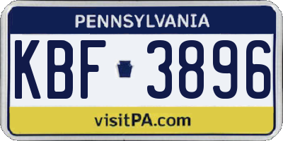 PA license plate KBF3896