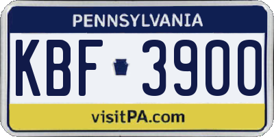 PA license plate KBF3900