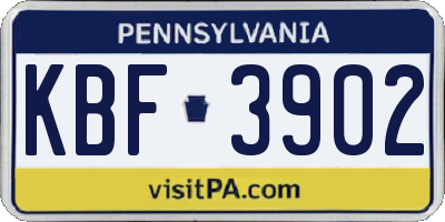PA license plate KBF3902