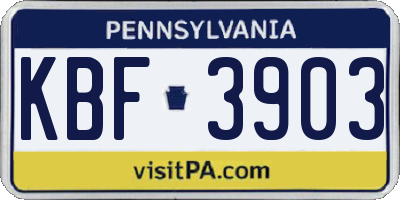 PA license plate KBF3903