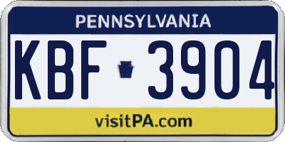 PA license plate KBF3904