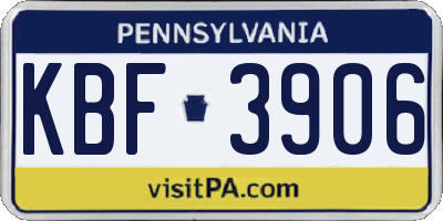 PA license plate KBF3906