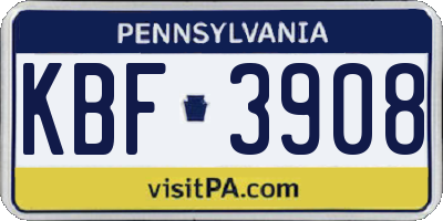 PA license plate KBF3908