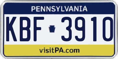PA license plate KBF3910
