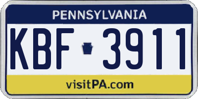 PA license plate KBF3911